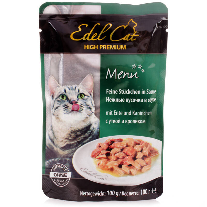 

Влажный корм для кошек Edel Cat Нежные кусочки в соусе с уткой и кроликом 100 г Акция