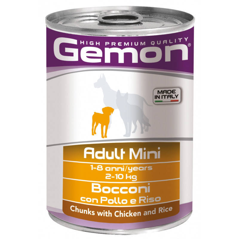 

Влажный корм Gemon Dog Adult Mini кусочки с курицей и индейкой для собак мини пород 415 гр
