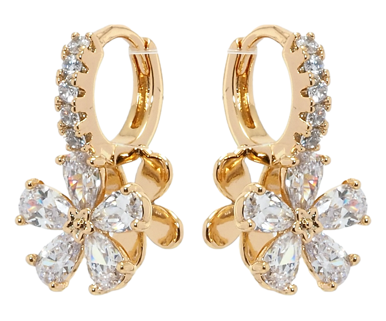 

Серьги Xuping Позолота 18K колечки "Кристальные цветочки"
