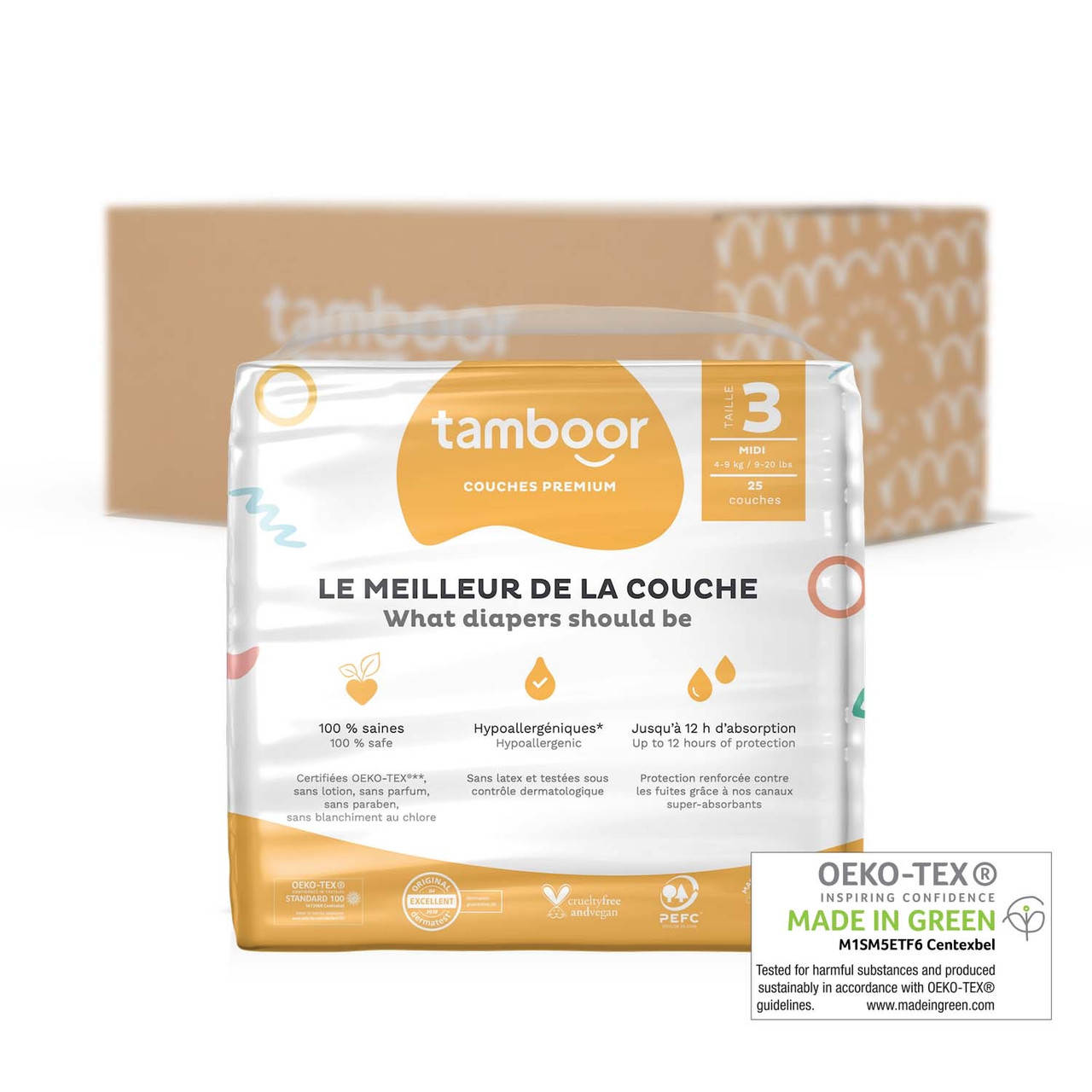 

Подгузники Tamboor premium Франция (уровень японских) 3 (4-9кг) 25шт, Белый