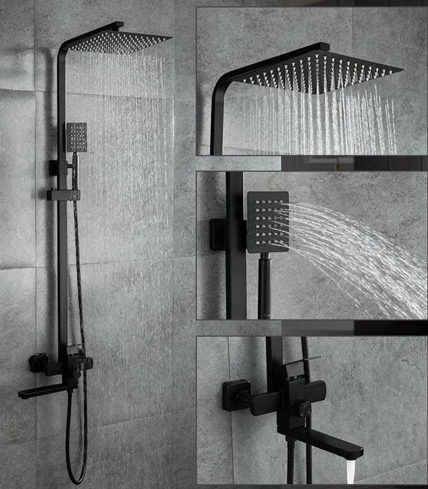 

F24802-6 Душевая система нержкорпус 3 функции черный FRAP 1/3