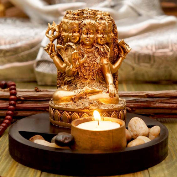 

Подсвечник композиция Шива полистоун золото (15х15х13,5 см)