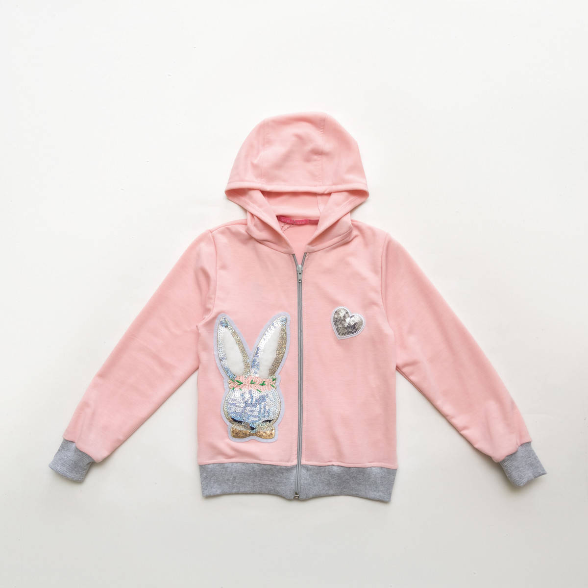 

Кофта для девочки с капюшоном на молнии SmileTime Shiny Bunny, розовая 116, Розовый