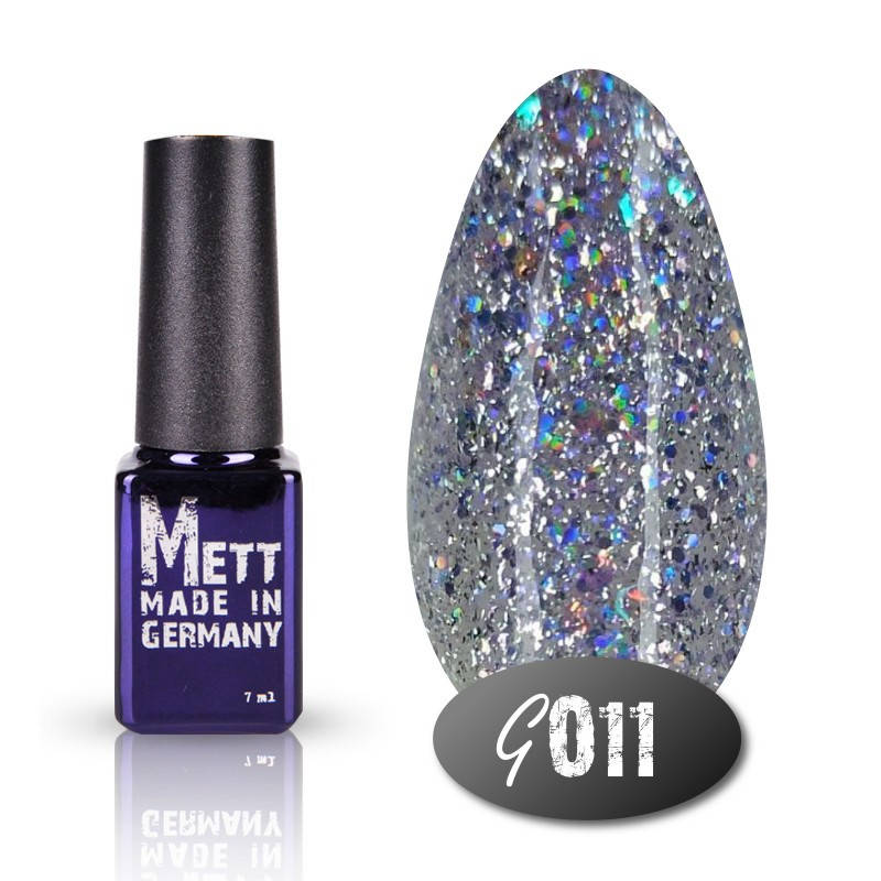 

Гель-лак Mett Glitter 011 (прозрачная основа) фиолетовый глиттер 7 мл