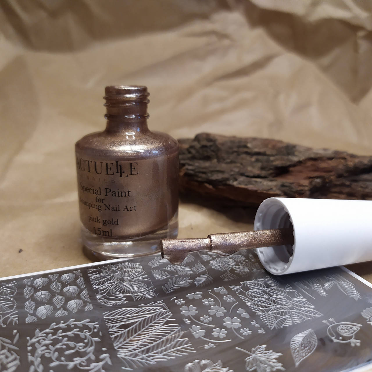 

Розовое золото Лак краска для стемпинга Actuelle без липкого слоя