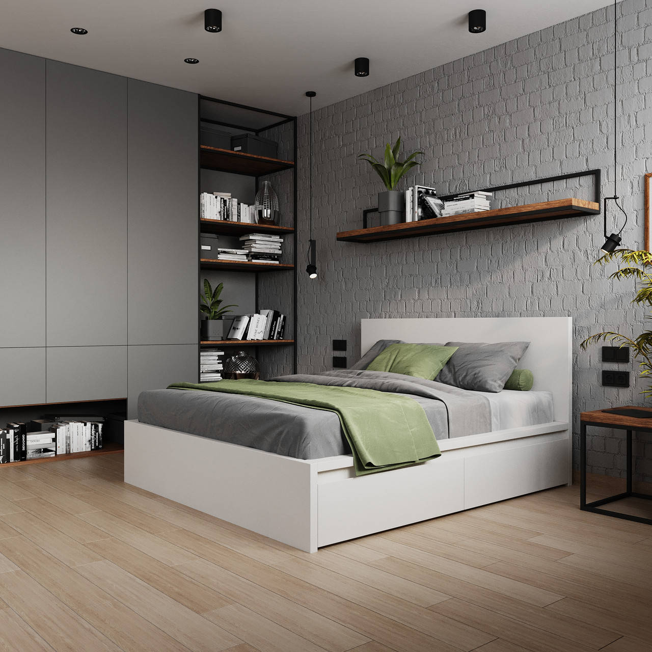 

Кровать с ящиками 1560х2090х1000мм VISKONTA IKEA "MALM" (Белый).