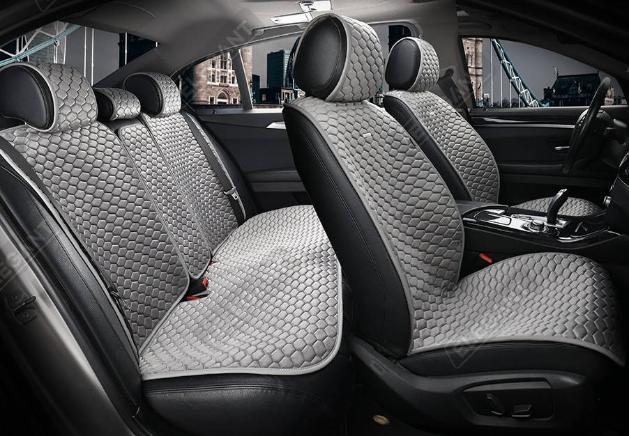 

Накидки на сидіння авто Elegant Palermo EL 700 103 передні та задні з алькантари сірі