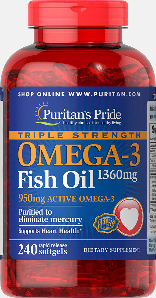

Омега-3 Puritan's Pride Omega-3 Triple Strength 1360 mg 240 softgels