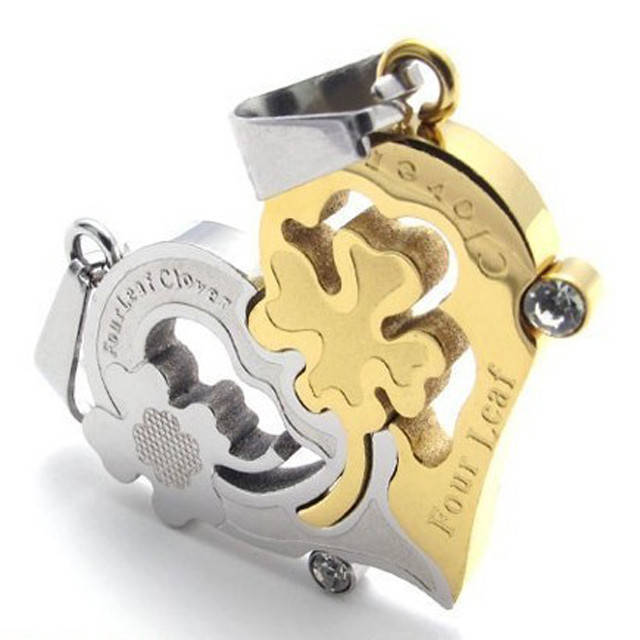 

Парные кулоны для влюбленных - Любовь и удача (Серебристый с золотистым)