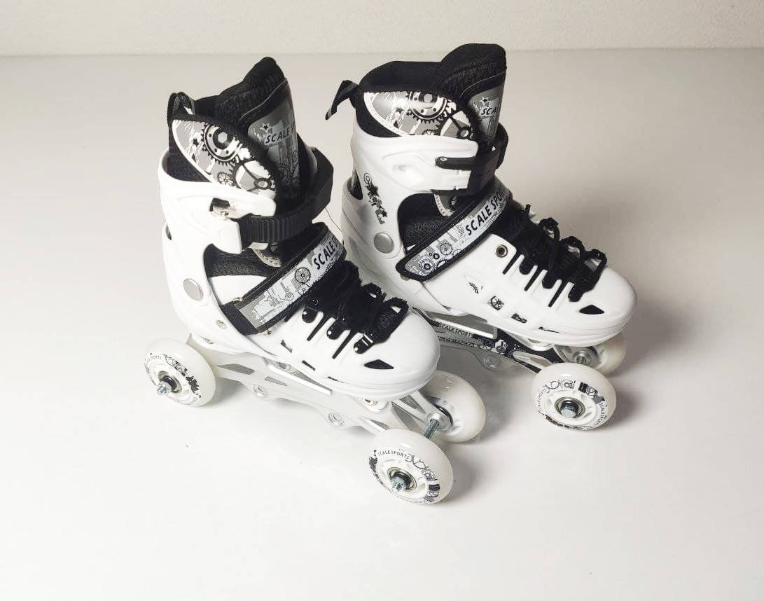 

Детские Раздвижные ролики квады Scale Sports белый цвет размер 29-33 и 34-37 SS