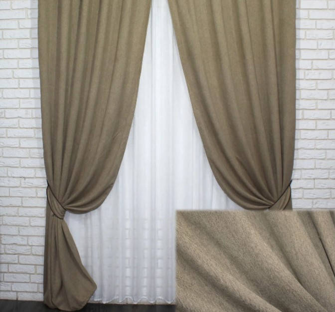 

Шторы (2шт. 1,5х2,7м) из ткани блэкаут с атласной основой, коллекция "Амели". Цвет капучино