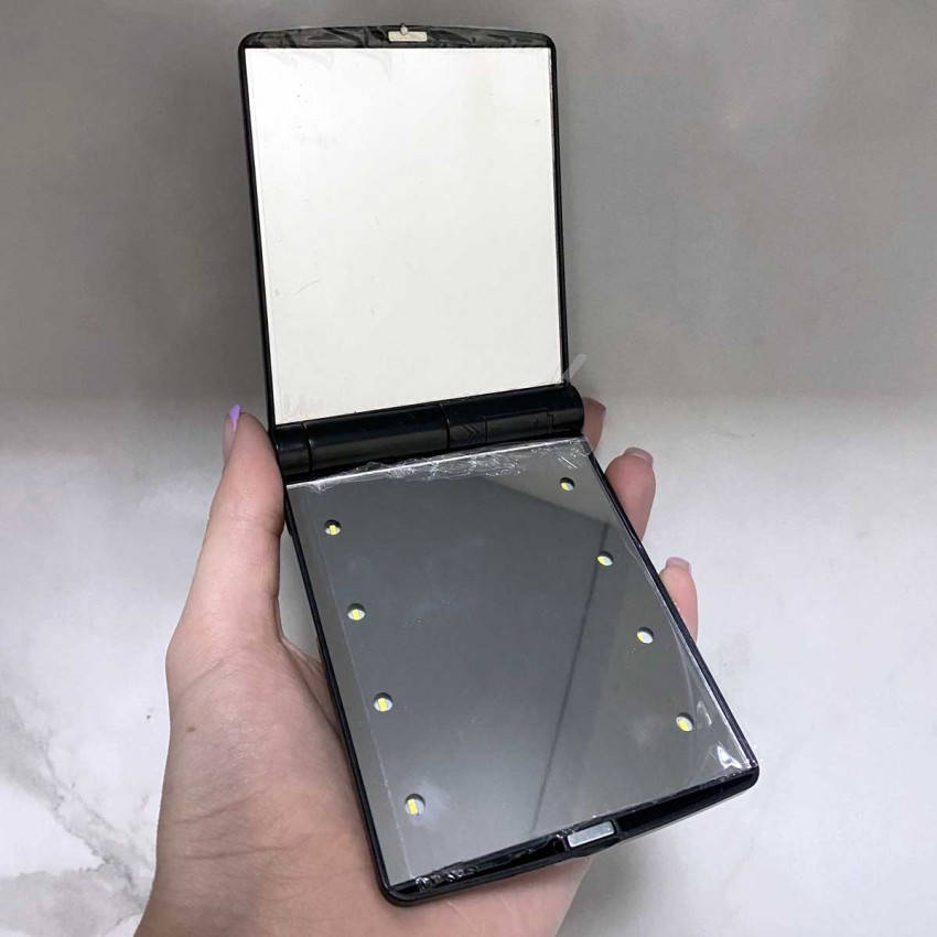 

Карманное зеркало складное с LED подсветкой чёрное A-PLUS 822