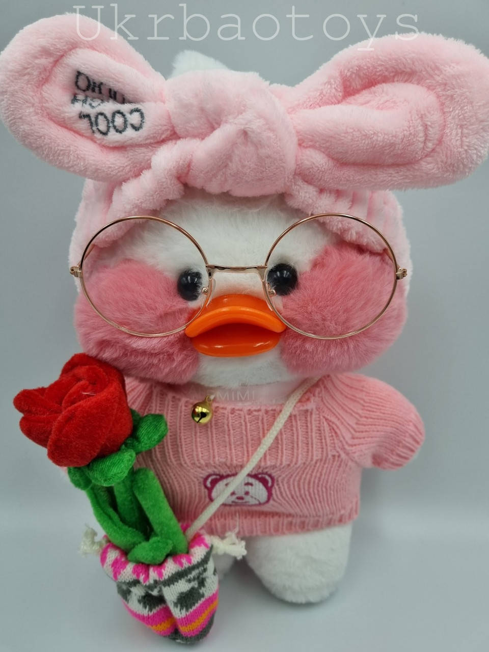 

Мягкая игрушка уточка Cafe mimi duck в розовой кофточке 30 см., Белый