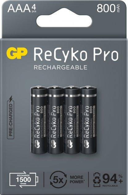 

Аккумулятор GP Recyko Pro GP85AAAHCB-2EB4, Ni-MH AAA, 1.2V, 800mAh, (4шт)