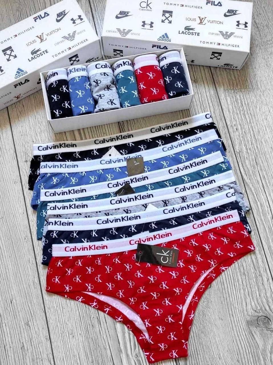 

Женские трусы слипы Calvin Klein 6 шт набор трусов в коробке / трусики кельвин кляйн стринги танга L