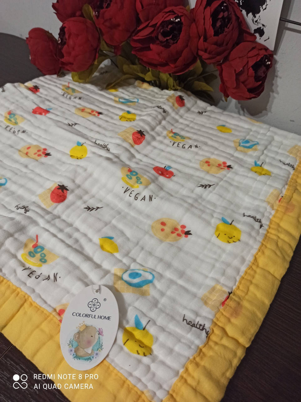 

Детское муслиновое покривало,одеяло 100*100см. полностью натуральное