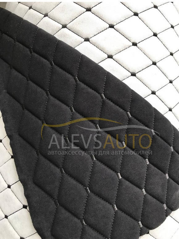 

Прошитая ткань для автомобилей дублированная поролоном черная с черной нитью