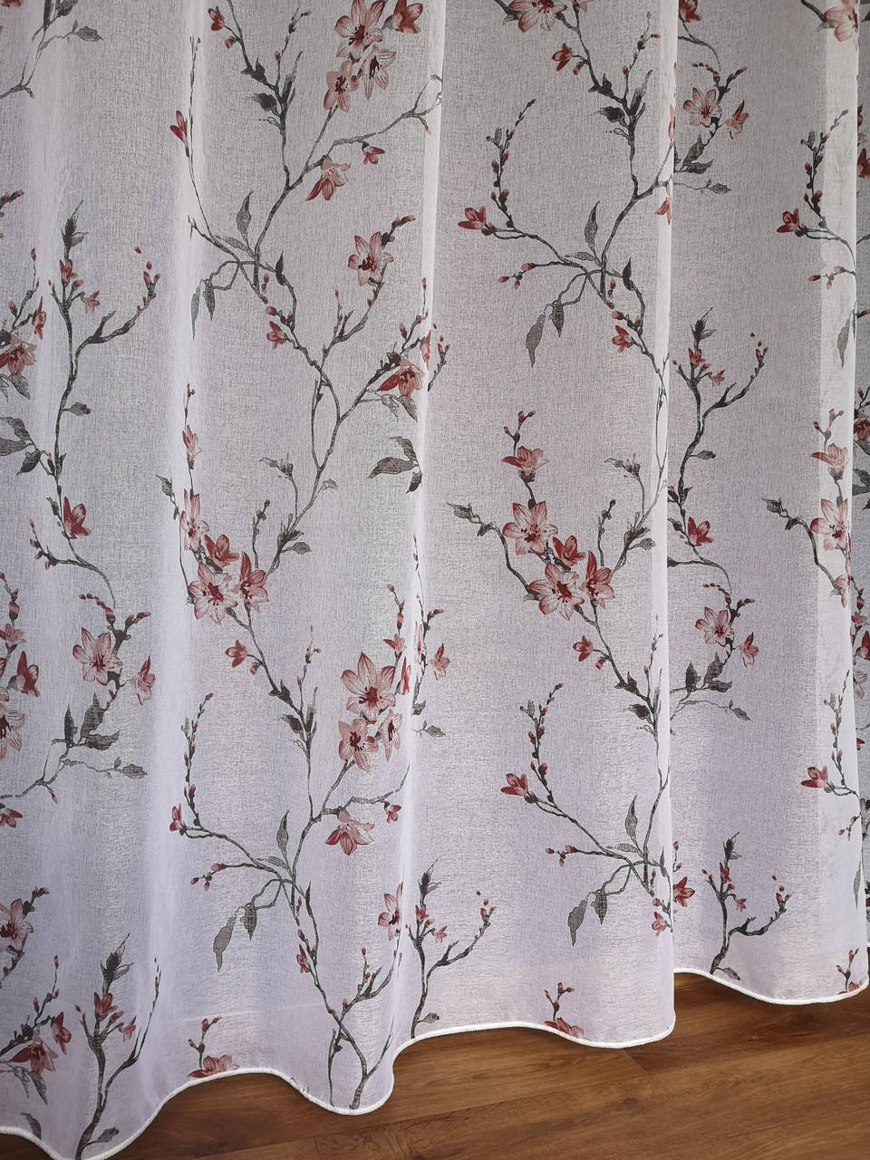 

Тюль лен лилия терракот