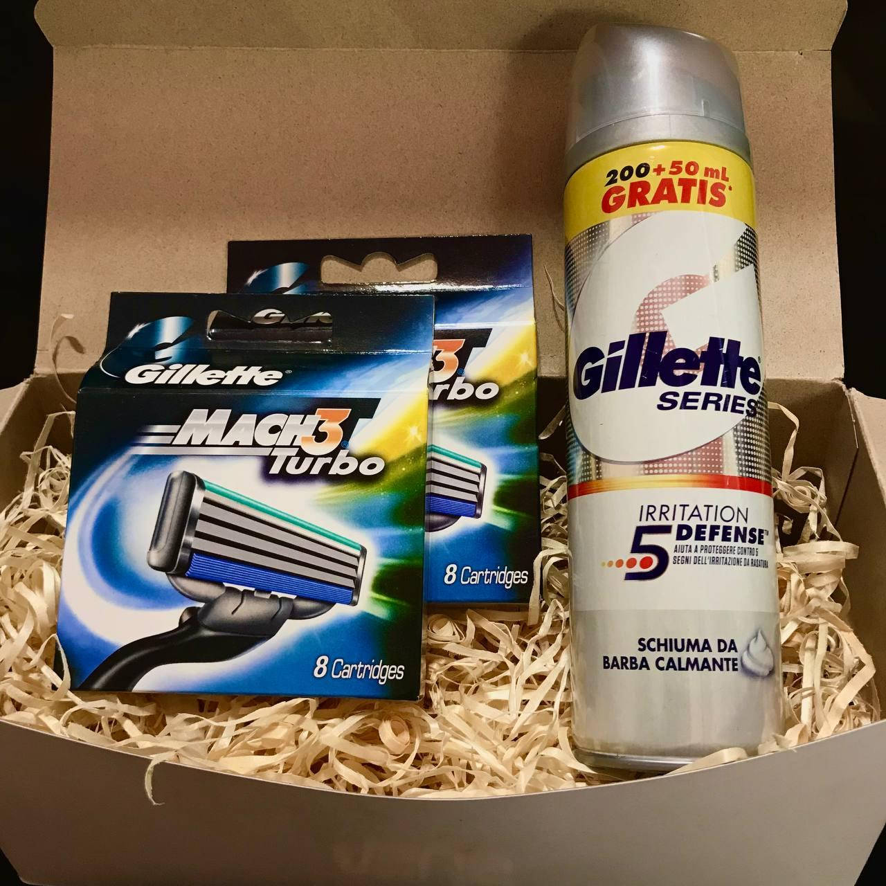 

Набор для бритья Gillette Mach3 Turbo (джилет мак3 турбо) 16шт. + Пена Gillette