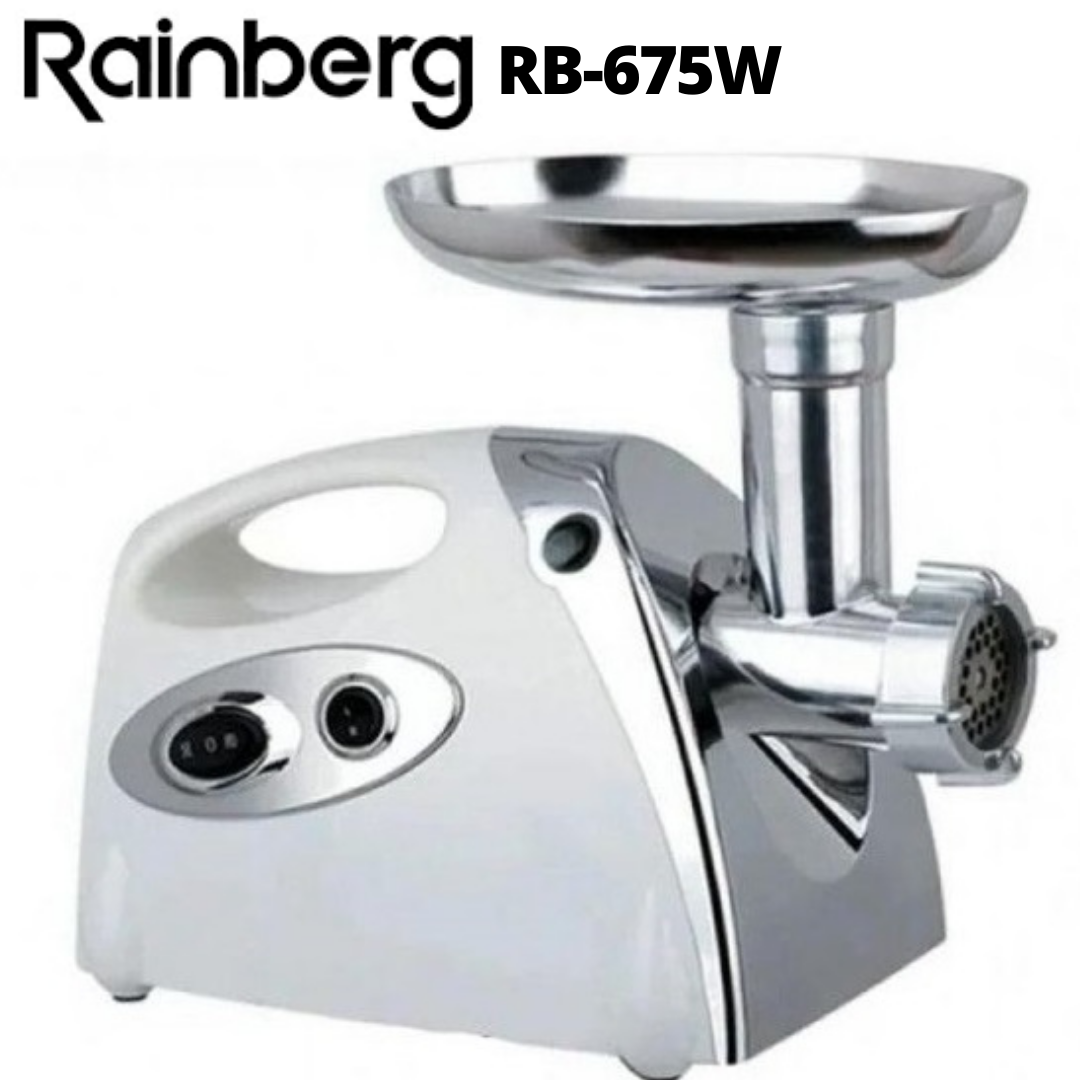 

Мясорубка Rainberg RB-675 W соковыжималка 3800w Электромясорубка шнековая с насадками и реверсом