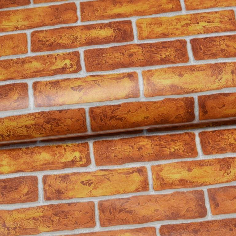 

Обои влагостойкие на бумажной основе Континент Кирпич оранжевый 0,53 х 10,05м (2080), Оранжевый, Оранжевый