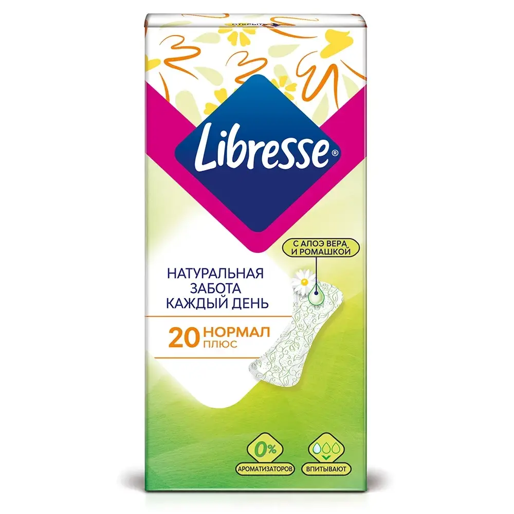 

Гигиенические ежедневные прокладки Libresse Natural Care Normal+ 20шт.