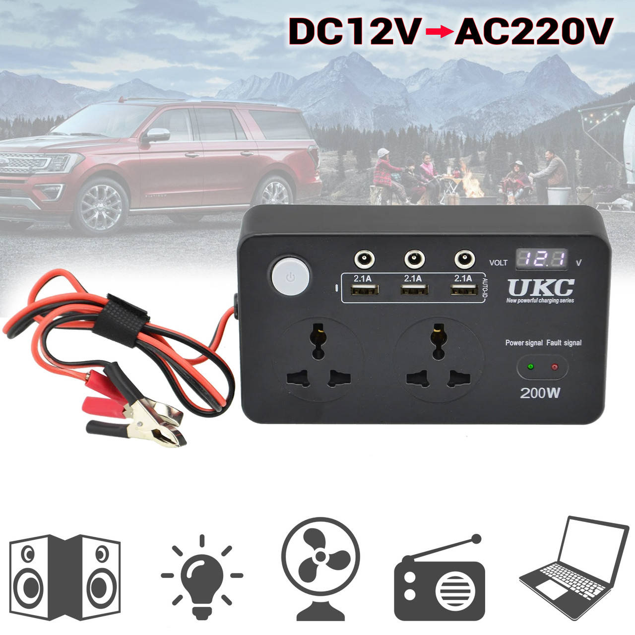 

Частотный преобразователь напряжения 12V в 220V 200w автомобильный источник инвертор напряжения STR
