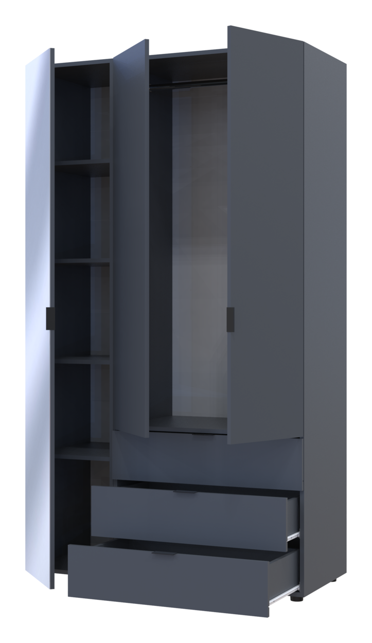 Шафа для одягу Doros Гелар Графіт 2ДСП/Дзеркало 116.5х49.5х203.4 (42002155) 2