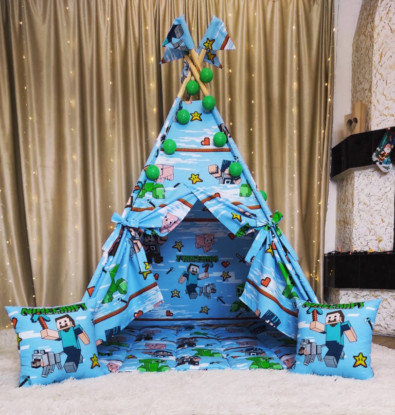 

Палатка Вигвам для мальчика Minecraft. Полный комплект !