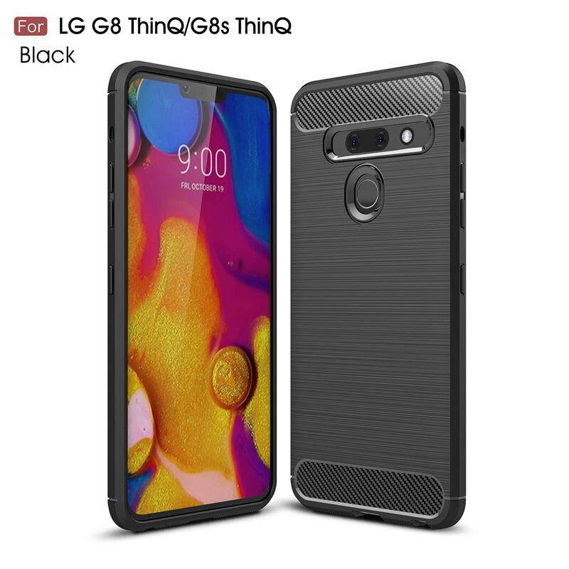 

Силиконовый чехол для LG G8 Черный бампер под карбон