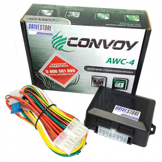 

Доводчик стекол (интерфейс стеклоподъемников) Convoy AWC-4 Управляет 4-мя стеклоподъемниками последовательно.