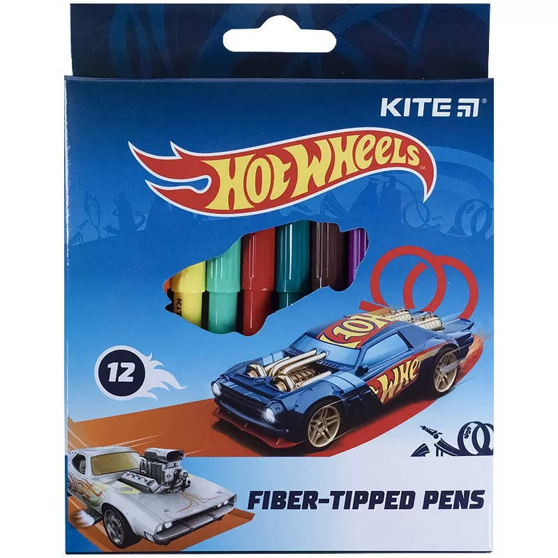 

Фломастеры KITE Hot Wheels 12 цветов, Разные цвета
