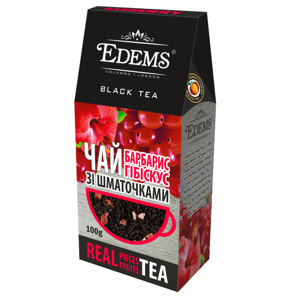 

Чай EDEMS черный крупнолистовой с кусочками ягод "БАРБАРИС" 100г