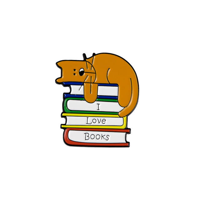 

"Кот Я люблю книги I love books" значок (пин) металлический