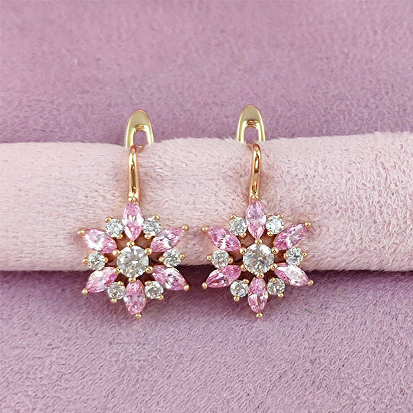 

Серьги Xuping Фиона розовые медицинское золото позолота 18К английский замок А/В 1-1248