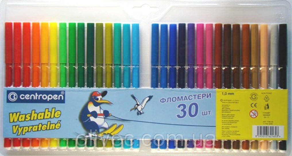 

Фломастеры Centropen 30 цветов, Разные цвета