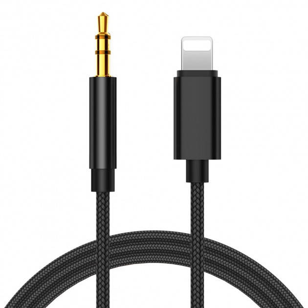 

Кабель переходник AUX Alitek Lightning - 3.5 мм Black нейлон, 1 м