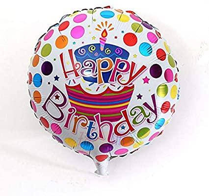 

Фольгированный шар круг Happy Birthday белый со свечой 18" Китай