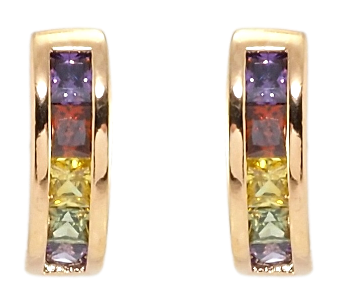 

Серьги Xuping Позолота 18K гвоздики (пусеты) "Дорожки цветных кристаллов"