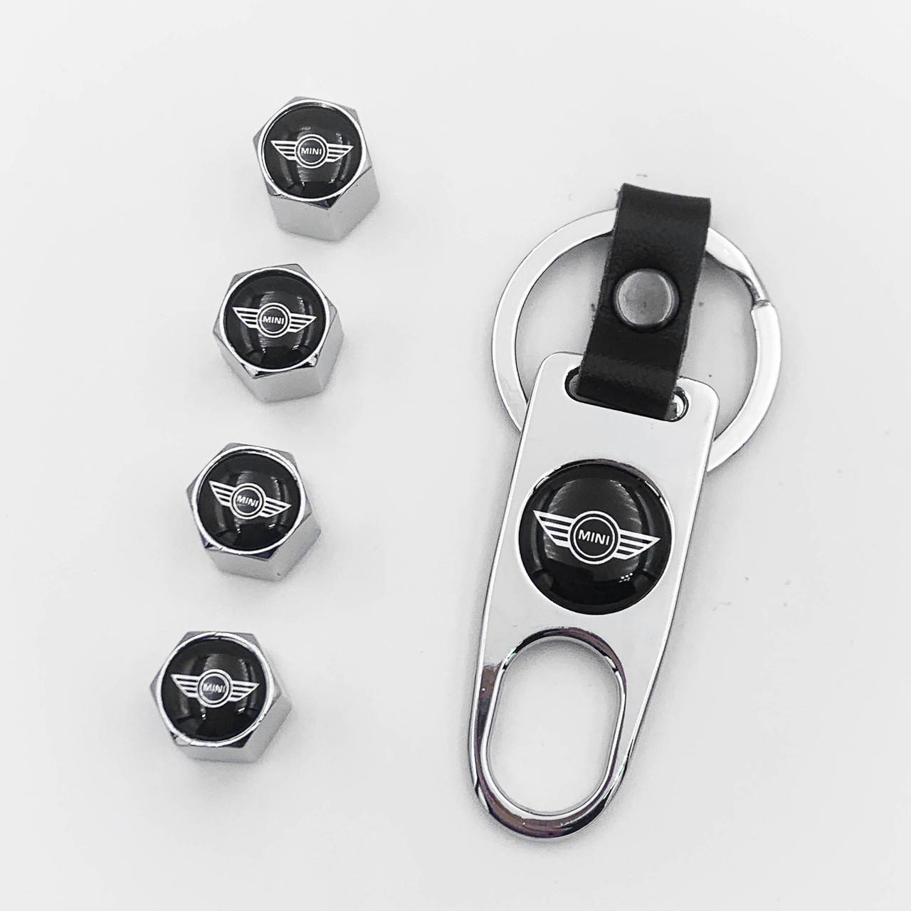 

Защитные колпачки на ниппеля MINI (Мини) c брелком Хром