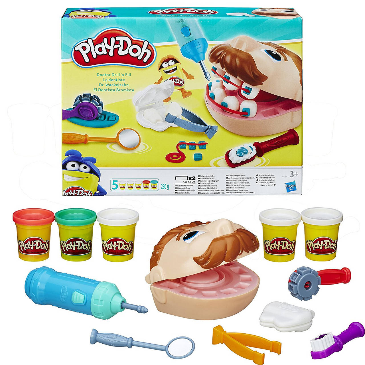 

Примята коробка Игровой набор Плей До Мистер зубастик Play-Doh Doctor Drill 'N Fill, Разные цвета