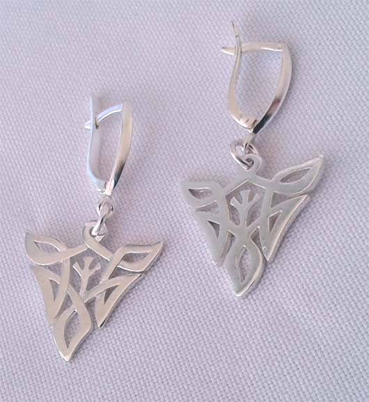 

"Руна Альгиз" Серьги на англ. замках из серебра 925-ой пробы