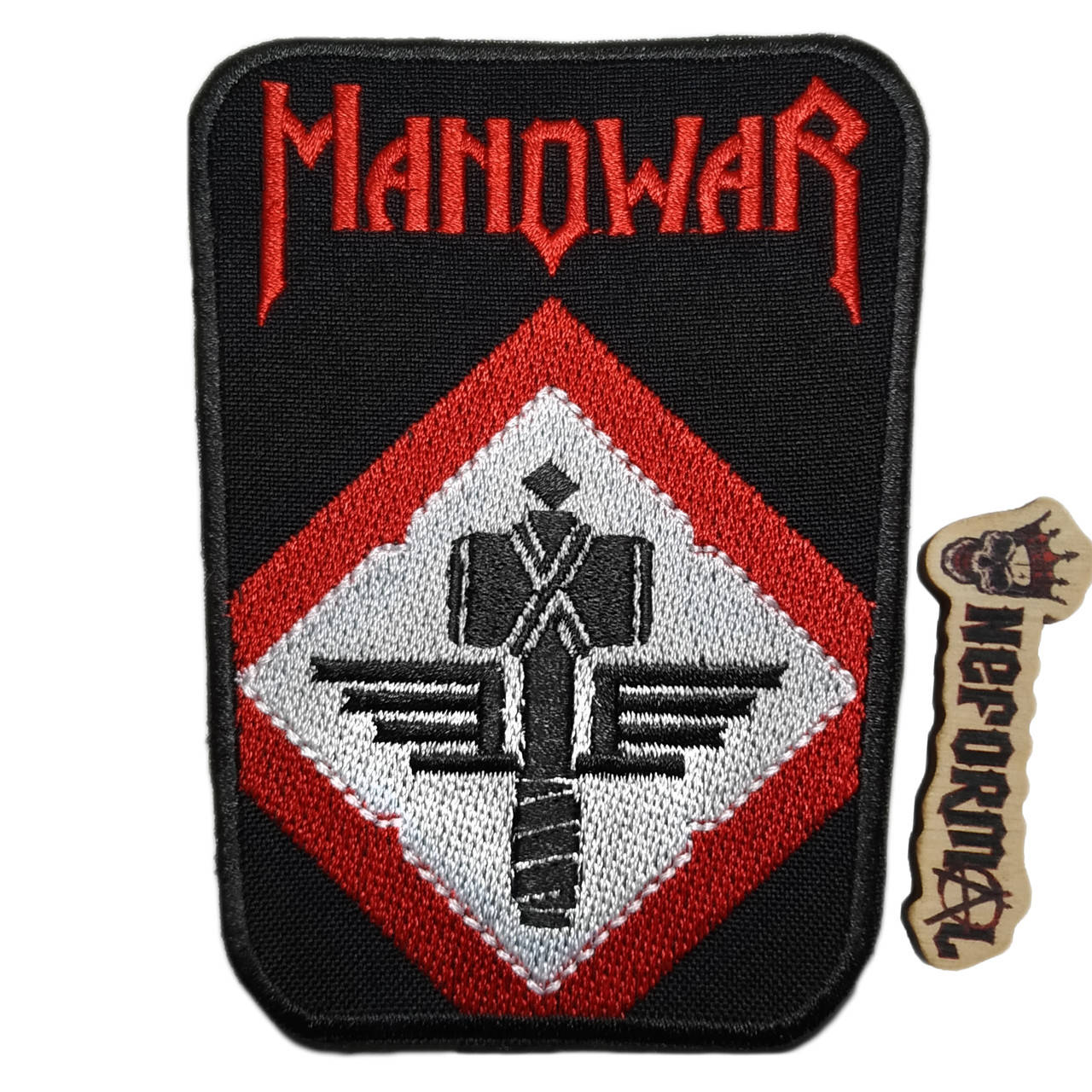 

Нашивка Manowar (молот) 8х11 см., Красный