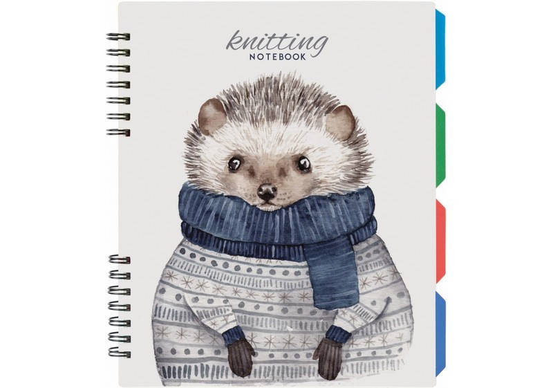 

Блокнот В5 120арк, спіраль, в клітинку, з роздільниками, пластик. обкладинка Optima Knitting