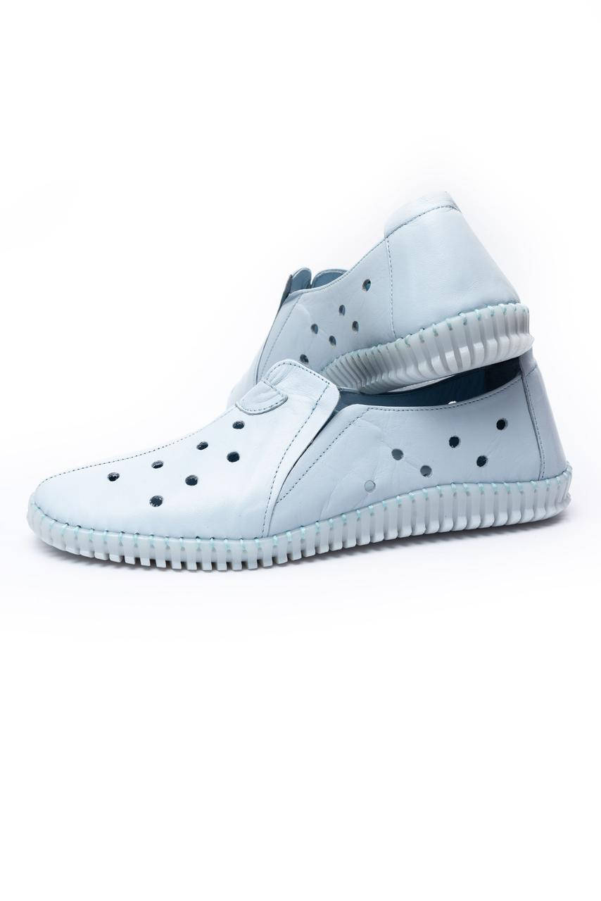 

Женские голубые кожаные слипоны Evromoda 38