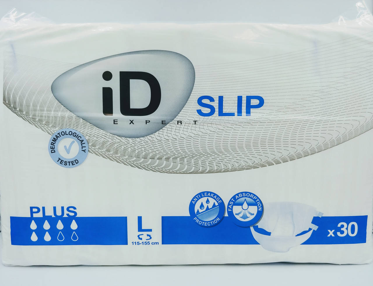 

Подгузники для взрослых "ID SLIP" Plus Large №30 (115см-155см) минимальный заказ 2 упа