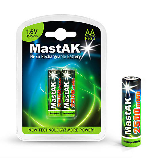 

Аккумулятор MastAK Ni-Zn AA/R6 2500mWh 1,6V (2шт)