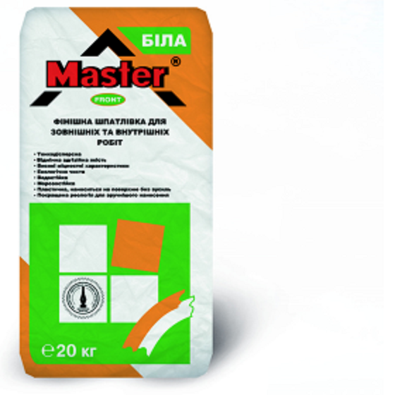 

Шпаклевка финишная "Master Front" беспесчаная белая, 20 кг, Белый