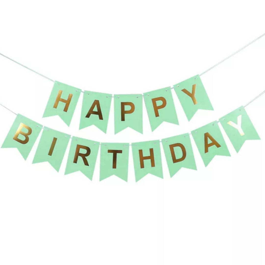 

Гирлянда флажки "Happy birthday" мятная
