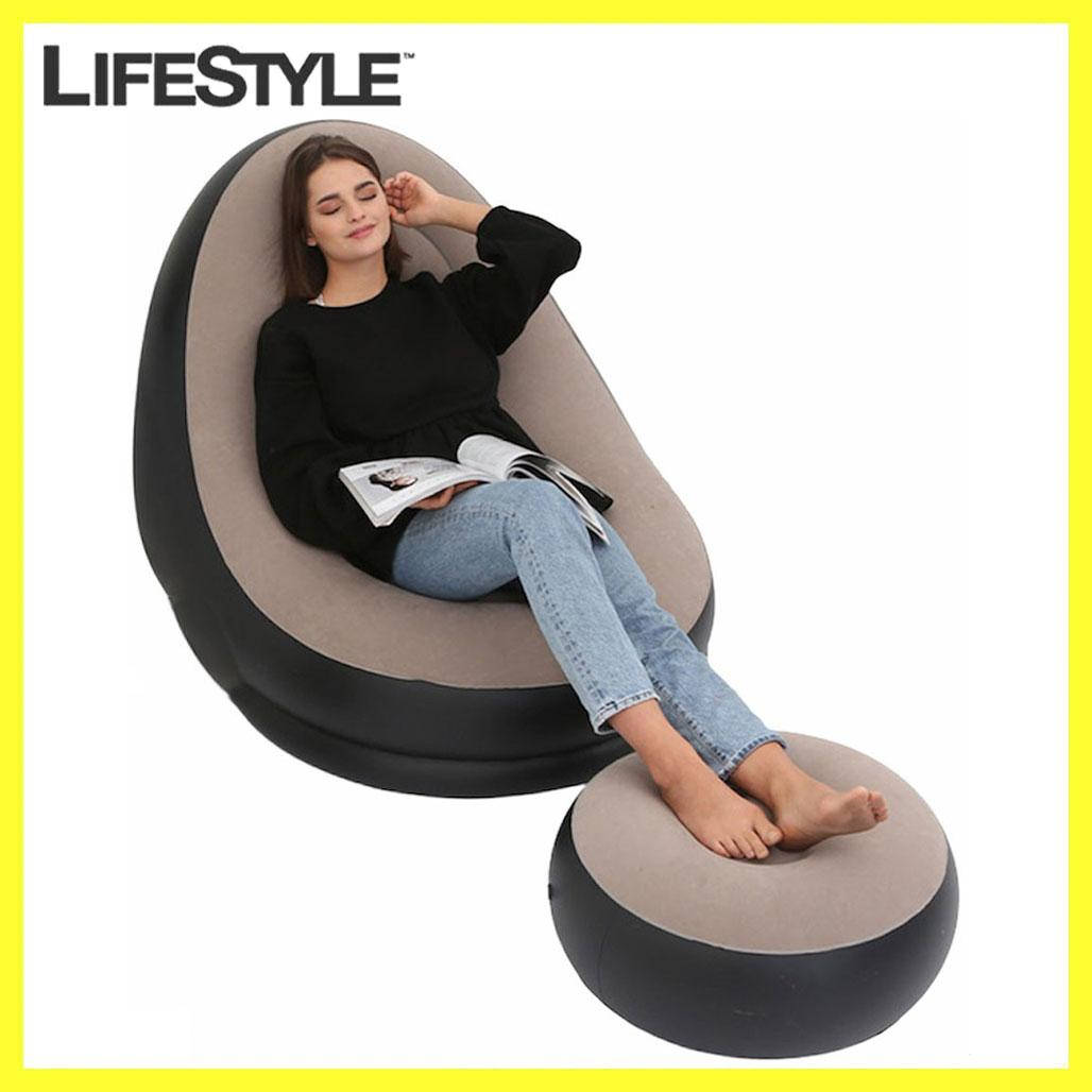 

Надувной диван с пуфом Air Sofa / Удобное велюровое кресло с пуфиком